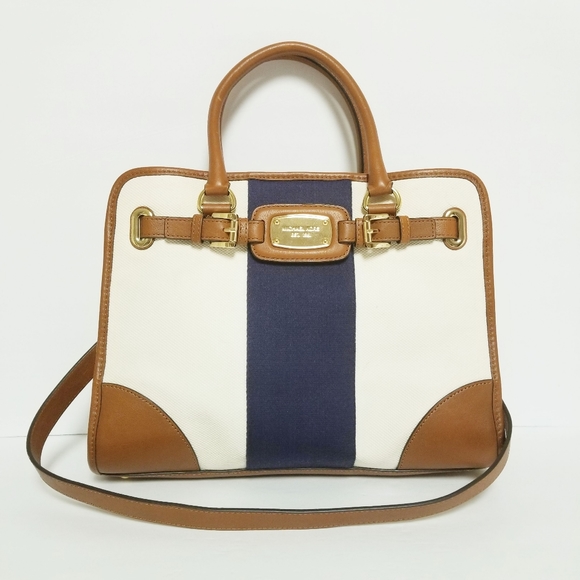 Michael Kors Handbags - MICHAEL KORS HAMILTON MONO STRIPED LARGE TOTE NAVY